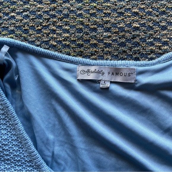 Absolutely Famous Light Blue Short Sleeve Knit Crochet Maxi Bodycon Dress - Picture 5 of 10